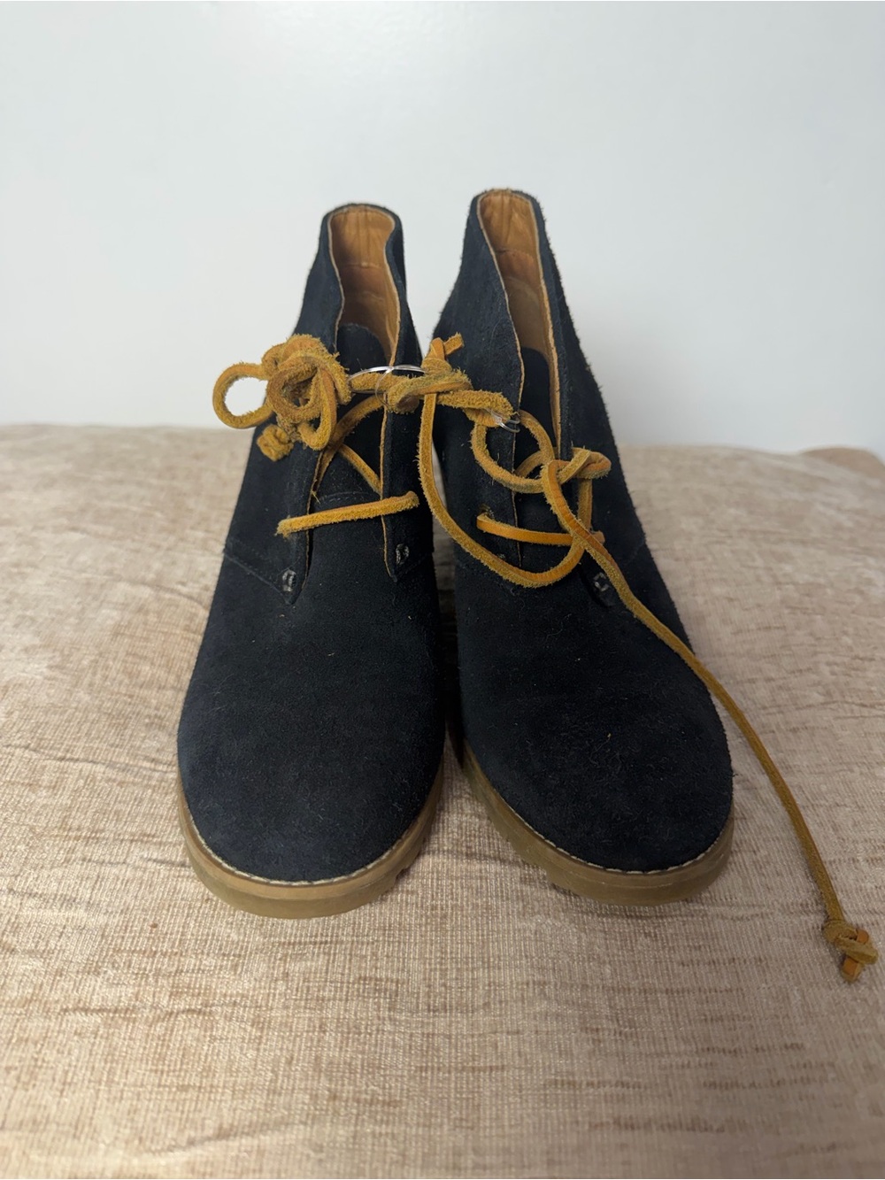 Sperry Black Suede Lace-Up Chukka Boots with Tan Laces